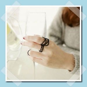Three Piece Ring Set in Black Tone